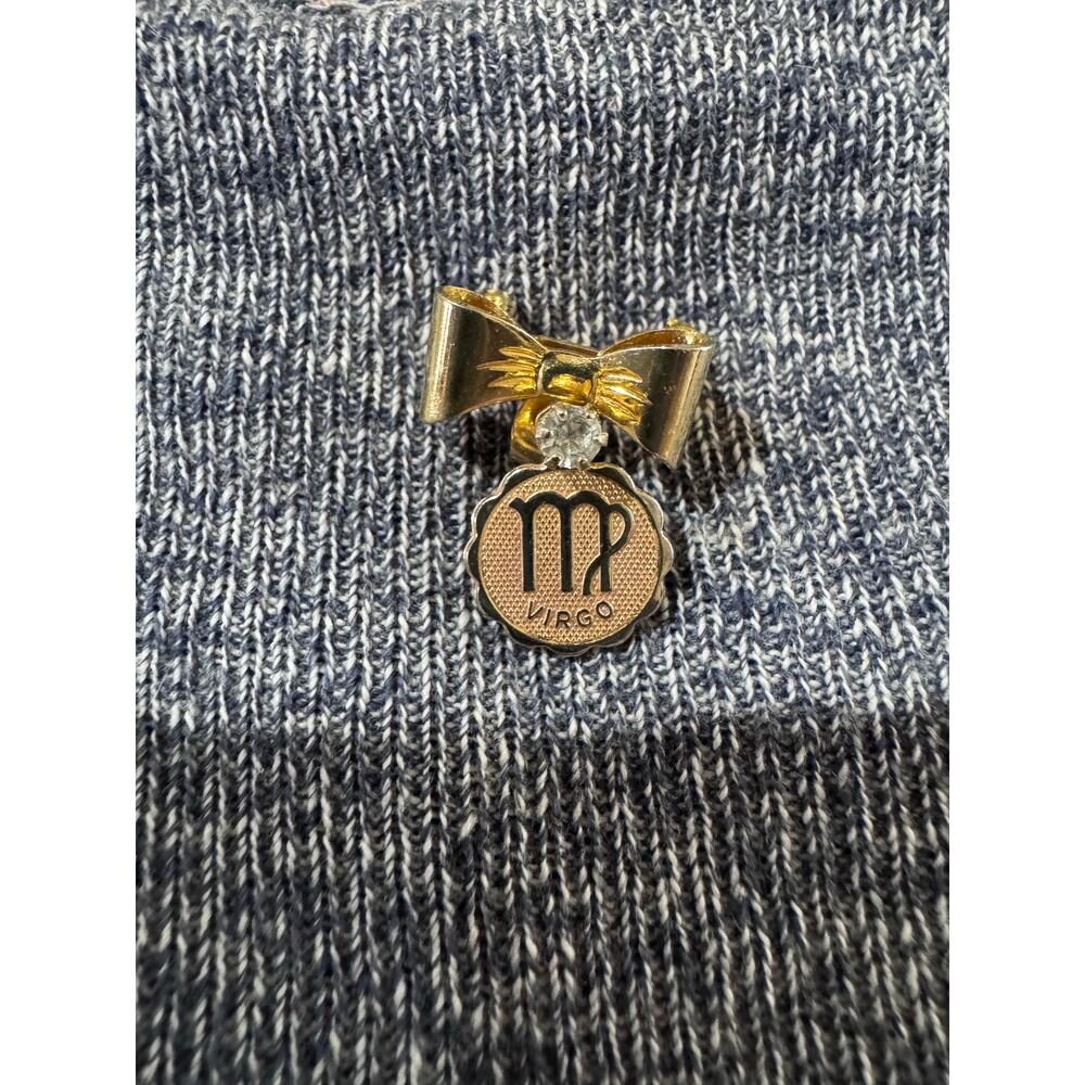 Vintage Virgo Zodiac Bow Brooch – Gold Tone with Convertible Pendant Charm